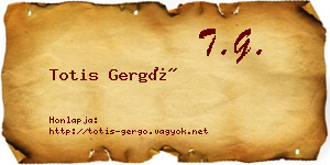 Totis Gergő névjegykártya